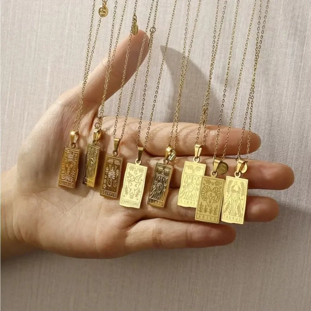 Cancer Zodiac Horoscope Sign Tarot Gold Plated Pendant Necklace